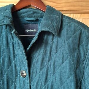 Madewell quilted chore jacket in hunter green, medium